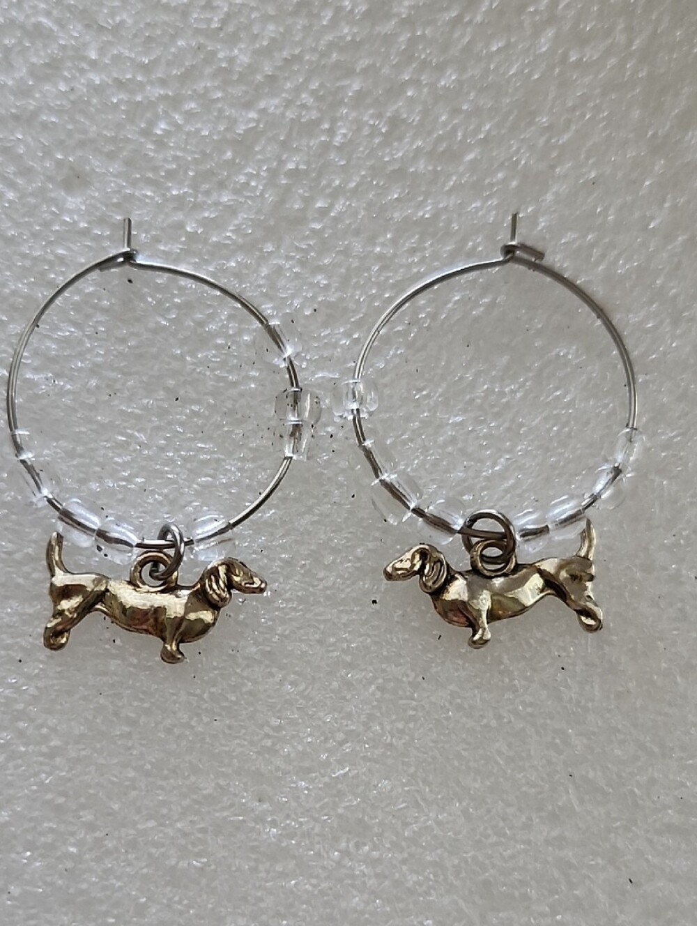 Dachshund Hoop Earrings with Silver Dog Charms